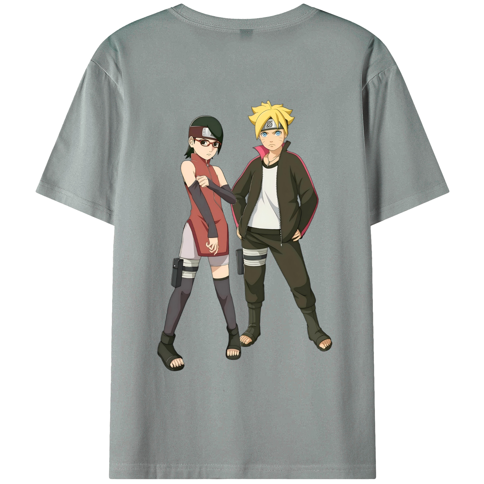 （画像用） NARUTO -ナルト- うずまき ボルト Uzumaki Boruto 綿100％ メンズ半袖Tシャツ（バックプリント） 通気性